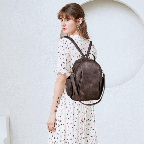 Women Small Leather Backpack Purse Mini Shoulder Bag Casual Organizer